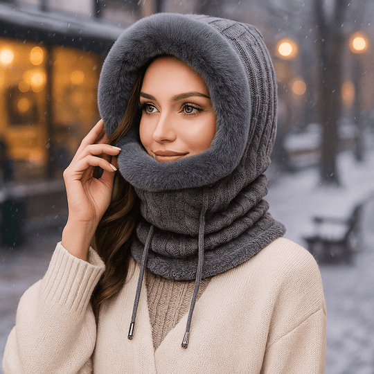 Olivia – Winter Set van Gebreide Stoffen met Voering en Kap