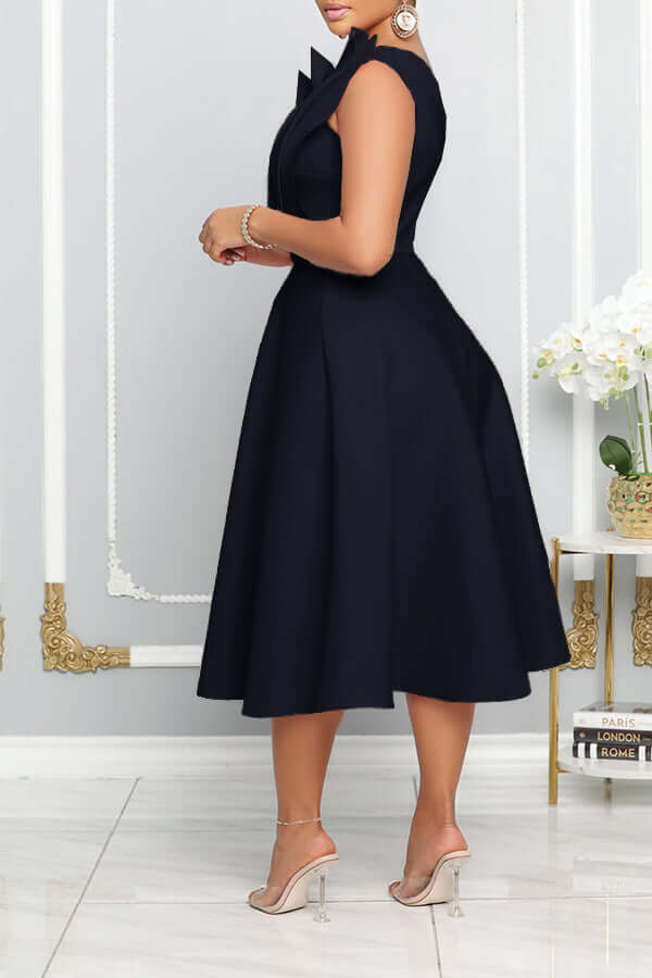 One - Shoulder Midi Zomerjurk Dames van Rayon met A - Lijn en Sculpted Detailing - ZovaFashion - Midi Jurken