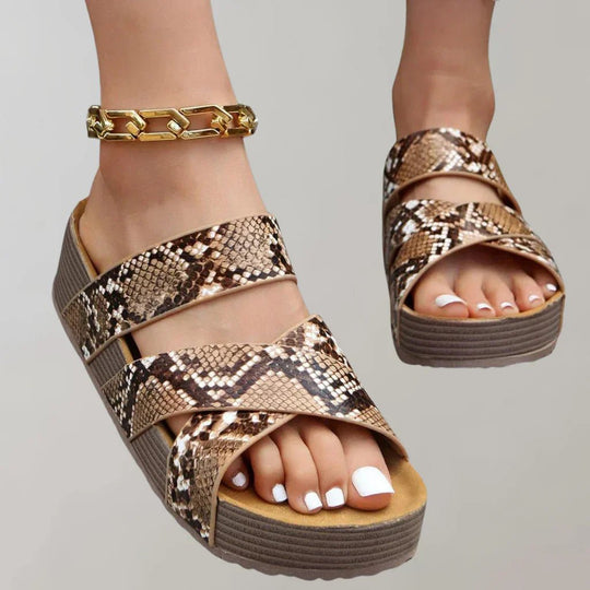 Orthopedische Sandalen Dames van Leer met Chunky Zool en Verstelbare Bandjes - ZovaFashion - Sandalen Dames