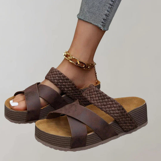 Orthopedische Sandalen Dames van Leer met Chunky Zool en Verstelbare Bandjes - ZovaFashion - Sandalen Dames