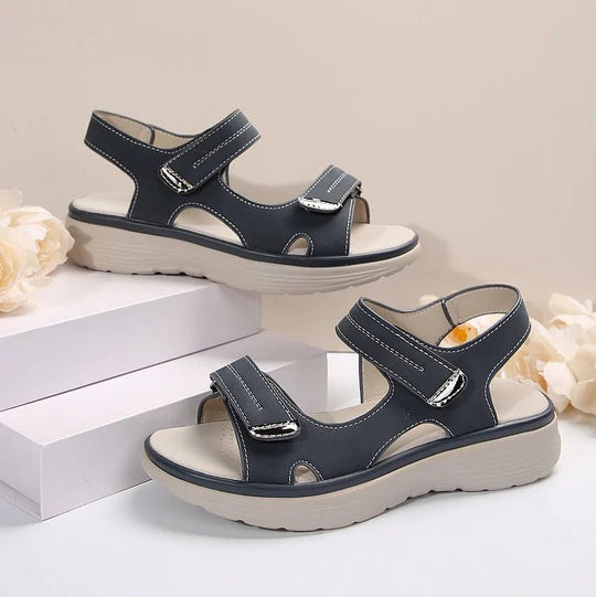 Orthopedische Sandalen Dames van Leer met Verstelbare Bandjes en Sportieve Stijl - ZovaFashion - Sandalen Dames