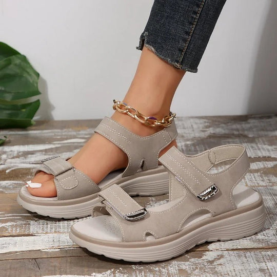 Orthopedische Sandalen Dames van Leer met Verstelbare Bandjes en Sportieve Stijl - ZovaFashion - Sandalen Dames