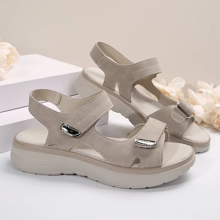 Orthopedische Sandalen Dames van Leer met Verstelbare Bandjes en Sportieve Stijl - ZovaFashion - Sandalen Dames