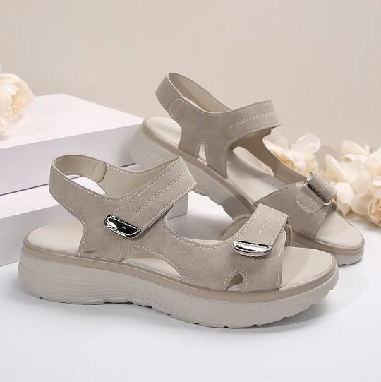 Orthopedische Sandalen Dames van Leer met Verstelbare Bandjes en Sportieve Stijl - ZovaFashion - Sandalen Dames