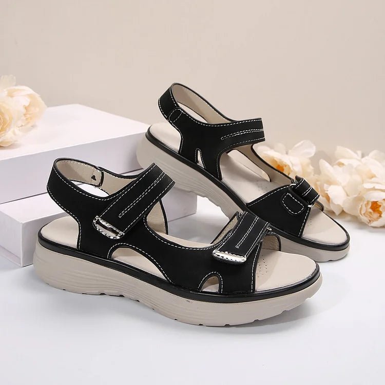 Orthopedische Sandalen Dames van Leer met Verstelbare Bandjes en Sportieve Stijl - ZovaFashion - Sandalen Dames