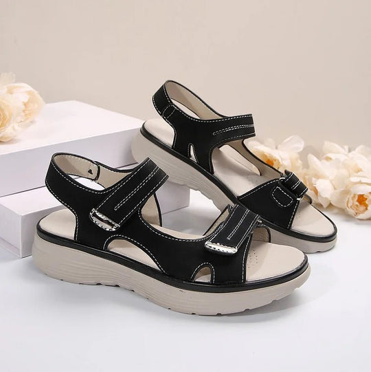 Orthopedische Sandalen Dames van Leer met Verstelbare Bandjes en Sportieve Stijl - ZovaFashion - Sandalen Dames