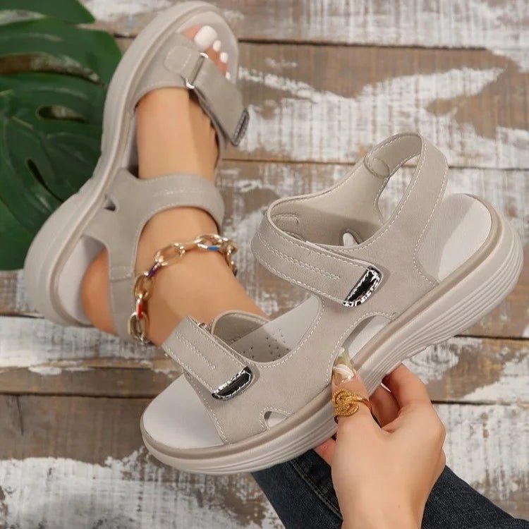 Orthopedische Sandalen Dames van Leer met Verstelbare Bandjes en Sportieve Stijl - ZovaFashion - Sandalen Dames