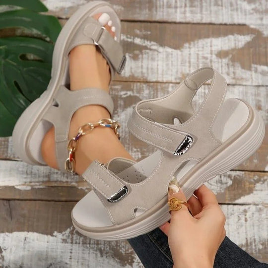 Orthopedische Sandalen Dames van Leer met Verstelbare Bandjes en Sportieve Stijl - ZovaFashion - Sandalen Dames