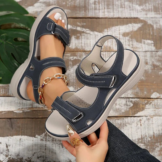 Orthopedische Sandalen Dames van Leer met Verstelbare Bandjes en Sportieve Stijl - ZovaFashion - Sandalen Dames
