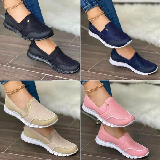 Orthopedische Slip - on Sneakers Dames van Ademend Textiel met Antislip Zool - ZovaFashion - Schoenen Dames
