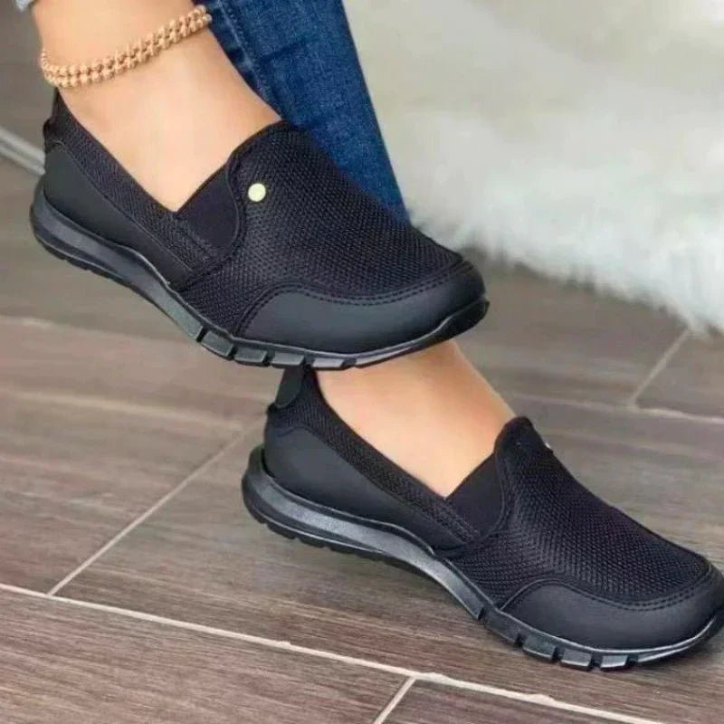 Orthopedische Slip - on Sneakers Dames van Ademend Textiel met Antislip Zool - ZovaFashion - Schoenen Dames