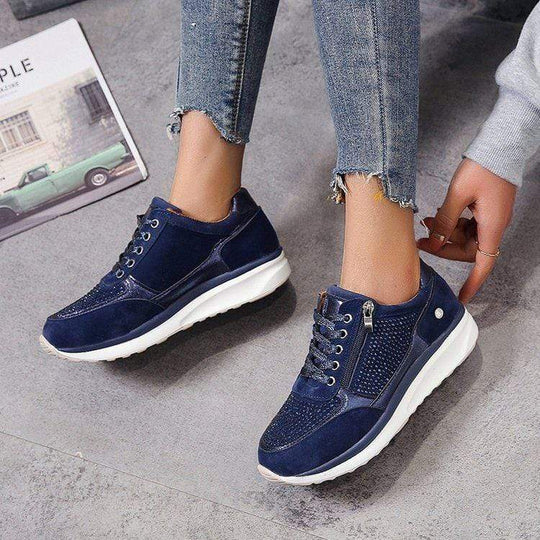 Orthopedische Sneakers Dames van Synthetisch Leer met Brede Neus en Relaxed Fit - ZovaFashion - Schoenen Dames