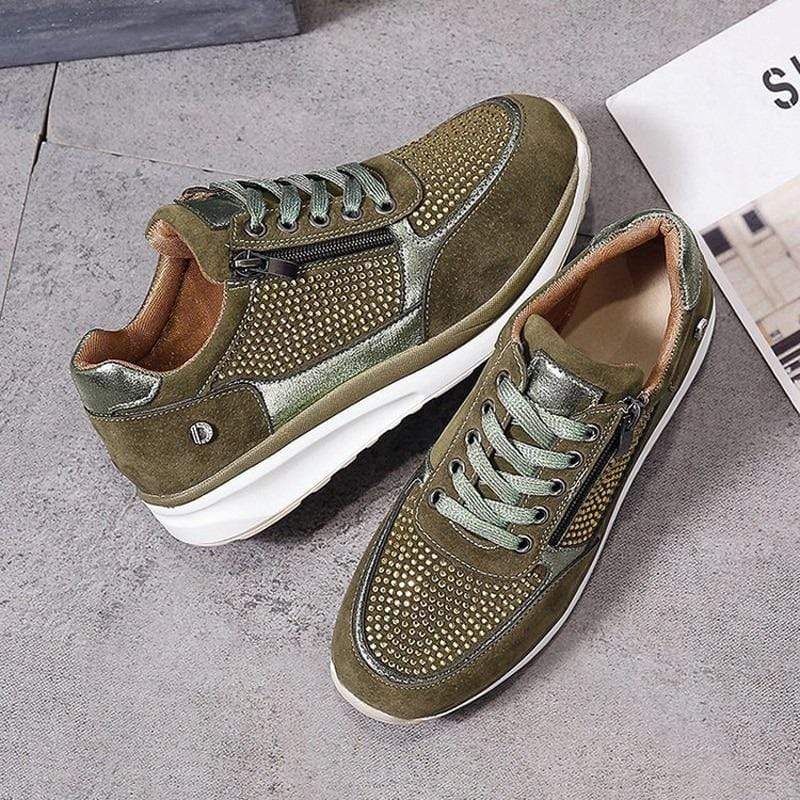Orthopedische Sneakers Dames van Synthetisch Leer met Brede Neus en Relaxed Fit - ZovaFashion - Schoenen Dames