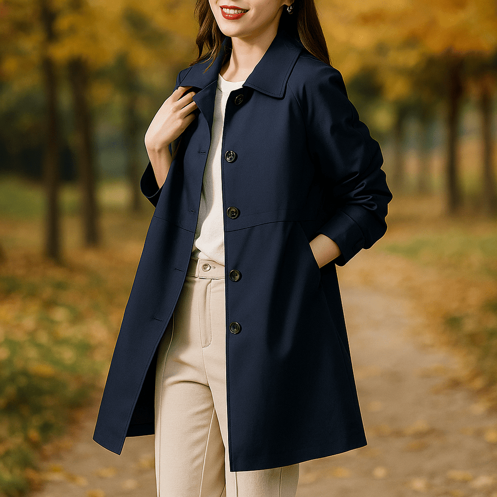 Trenchcoat voor Dames – Getailleerd Model – Klassieke Kraag – Lengte tot Halverwege de Dij