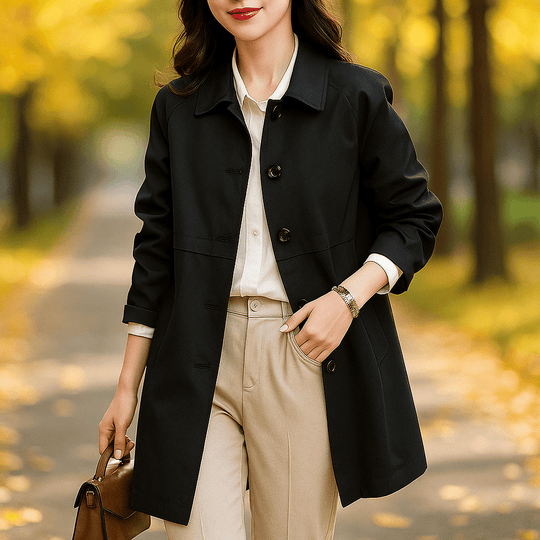Trenchcoat voor Dames – Getailleerd Model – Klassieke Kraag – Lengte tot Halverwege de Dij
