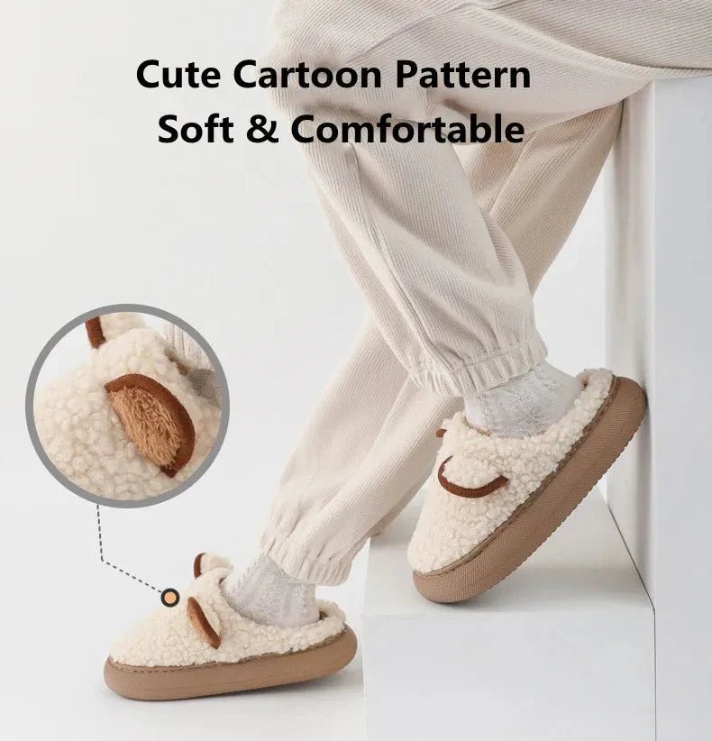 Pluche Fleece Slippers Dames met Sherpa Textuur en Decoratieve Oortjes - Zova - Fashion