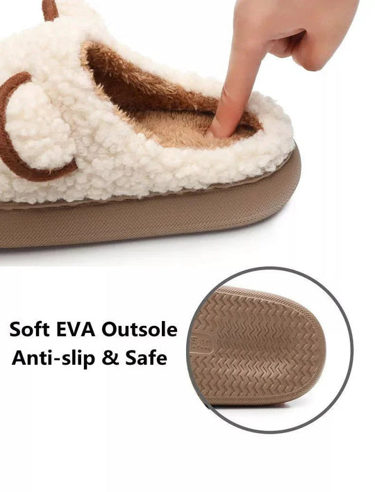 Pluche Fleece Slippers Dames met Sherpa Textuur en Decoratieve Oortjes - Zova - Fashion