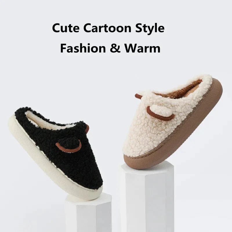 Pluche Fleece Slippers Dames met Sherpa Textuur en Decoratieve Oortjes - Zova - Fashion