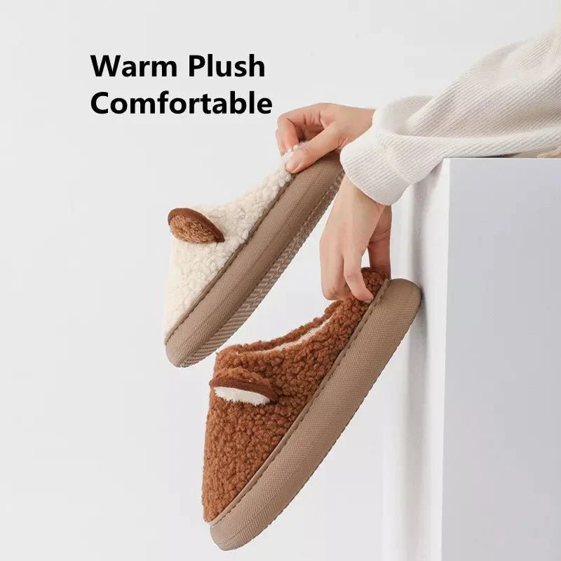Pluche Fleece Slippers Dames met Sherpa Textuur en Decoratieve Oortjes - Zova - Fashion