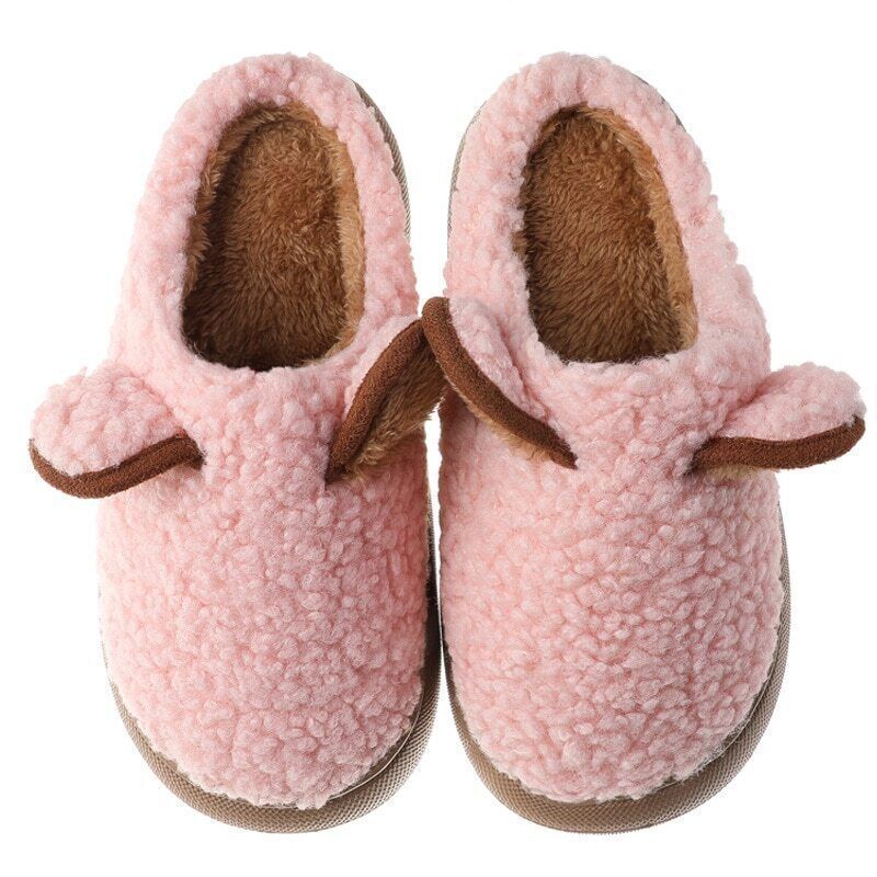 Pluche Fleece Slippers Dames met Sherpa Textuur en Decoratieve Oortjes - Zova - Fashion