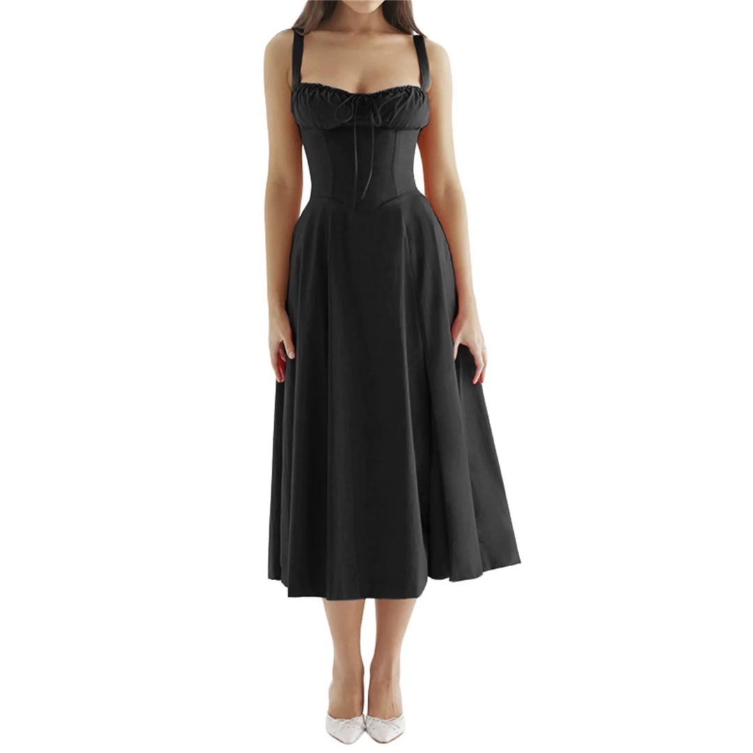 Polyester Midi Zomerjurk met Corset Bodice en Subtiele Zijslit voor Elegante Zomerfeesten - Zova - Fashion - Midi Jurk
