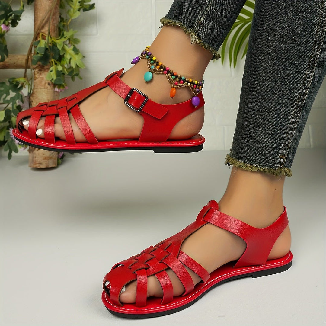 PU Sandalen Dames met Verstelbare Bandjes en Ronde Neus - ZovaFashion - Sandalen Dames