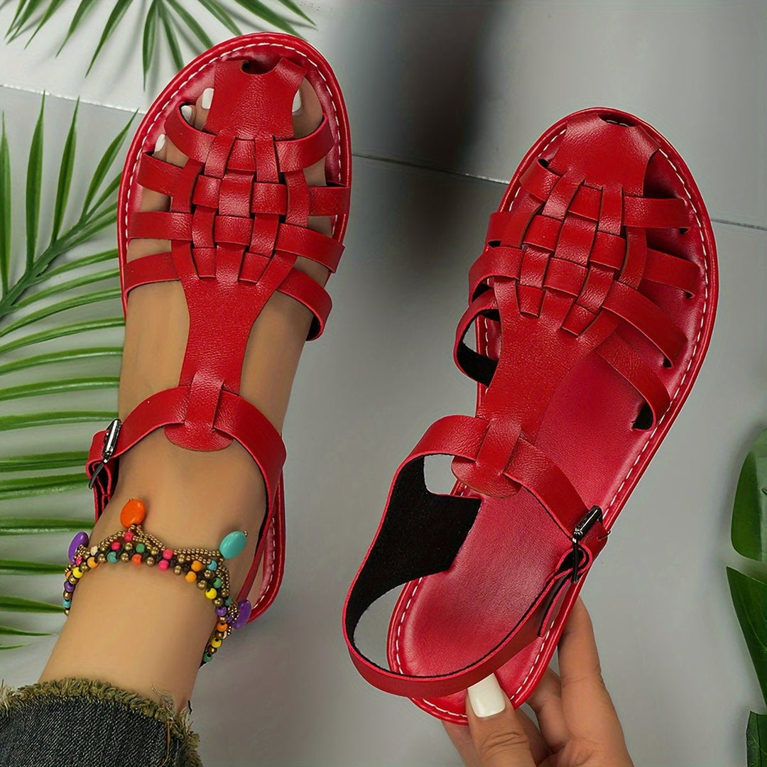 PU Sandalen Dames met Verstelbare Bandjes en Ronde Neus - ZovaFashion - Sandalen Dames