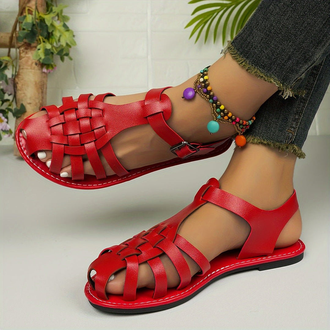 PU Sandalen Dames met Verstelbare Bandjes en Ronde Neus - ZovaFashion - Sandalen Dames