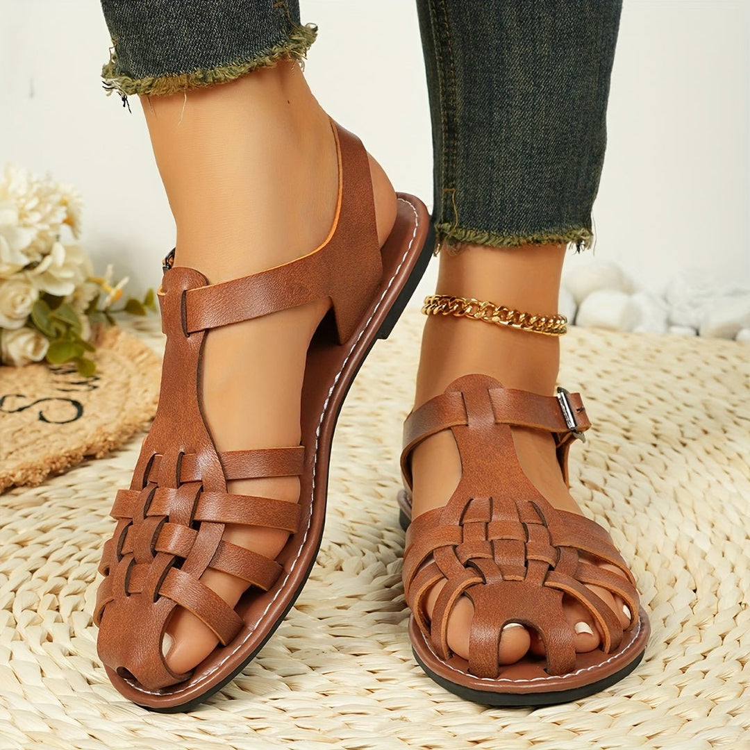 PU Sandalen Dames met Verstelbare Bandjes en Ronde Neus - ZovaFashion - Sandalen Dames