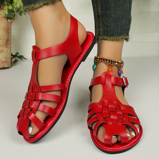 PU Sandalen Dames met Verstelbare Bandjes en Ronde Neus - ZovaFashion - Sandalen Dames