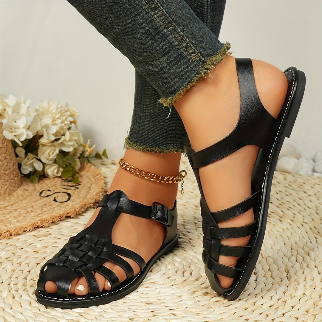 PU Sandalen Dames met Verstelbare Bandjes en Ronde Neus - ZovaFashion - Sandalen Dames