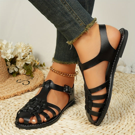 PU Sandalen Dames met Verstelbare Bandjes en Ronde Neus - ZovaFashion - Sandalen Dames