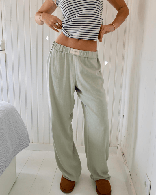 Relaxed Fit Pantalon Dames van Zachte en Lichtgewicht Stof met Elastische Tailleband - ZovaFashion - Lange Broek Dames