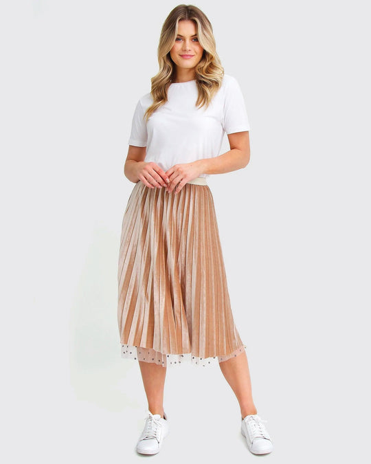 Reversible Midi Zomerrok Dames met Elastische Tailleband en Flared Cut - Zova - Fashion