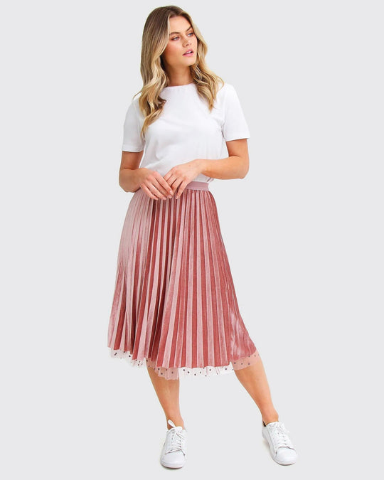 Reversible Midi Zomerrok Dames met Elastische Tailleband en Uitlopende Snit - Zova - Fashion