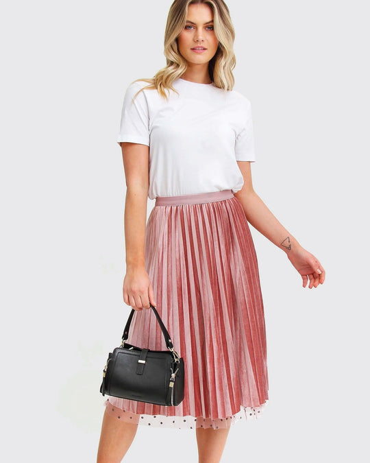 Reversible Midi Zomerrok Dames met Elastische Tailleband en Uitlopende Snit - Zova - Fashion