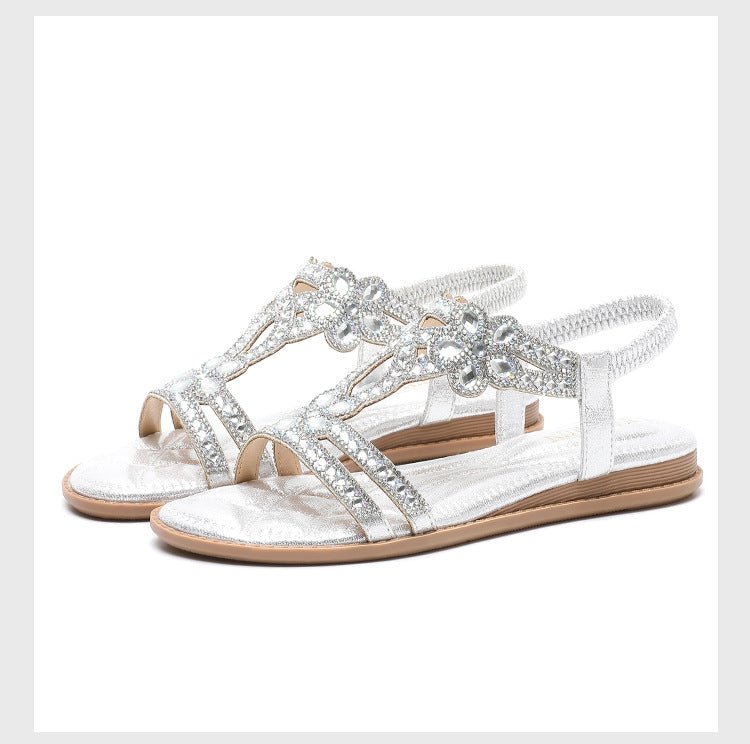 Rhinestone Sandalen Dames met Cut - Out Slingback en Open Teen Design - ZovaFashion - Sandalen Dames