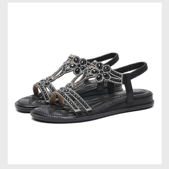 Rhinestone Sandalen Dames met Cut - Out Slingback en Open Teen Design - ZovaFashion - Sandalen Dames
