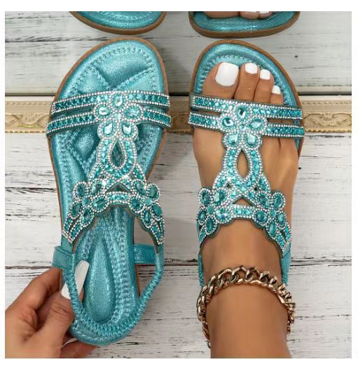 Rhinestone Sandalen Dames met Cut - Out Slingback en Open Teen Design - ZovaFashion - Sandalen Dames