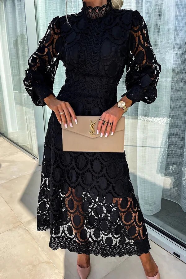 Romantische Midi Zomerjurk Dames van Katoen met 3/4 Mouwen en Crochet Kant - ZovaFashion - Midi Jurken