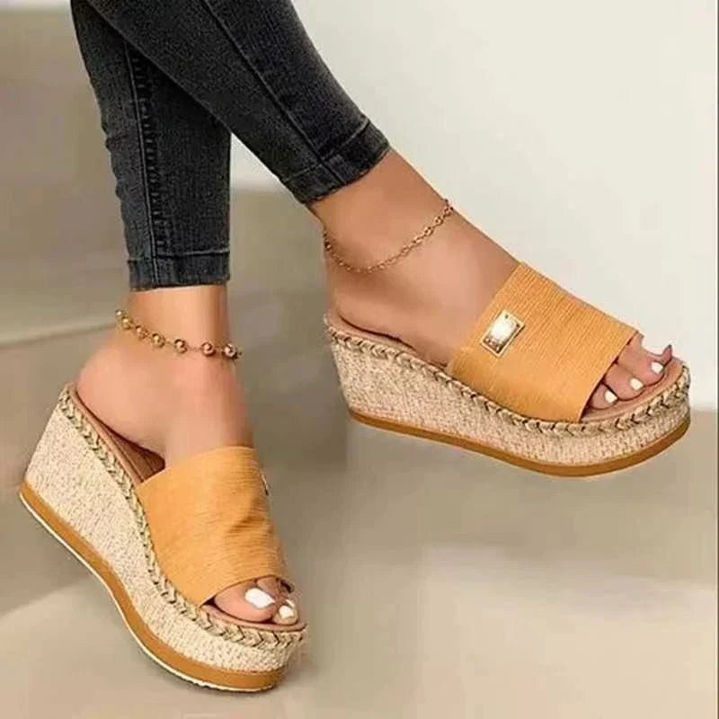 Rotan Sandalen Dames met Chic Straps en Faux Leren Voering - ZovaFashion - Sandalen Dames