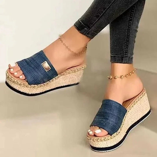 Rotan Sandalen Dames met Chic Straps en Faux Leren Voering - ZovaFashion - Sandalen Dames