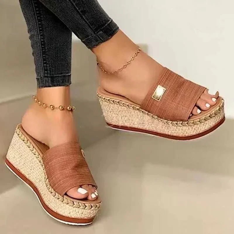 Rotan Sandalen Dames met Chic Straps en Faux Leren Voering - ZovaFashion - Sandalen Dames