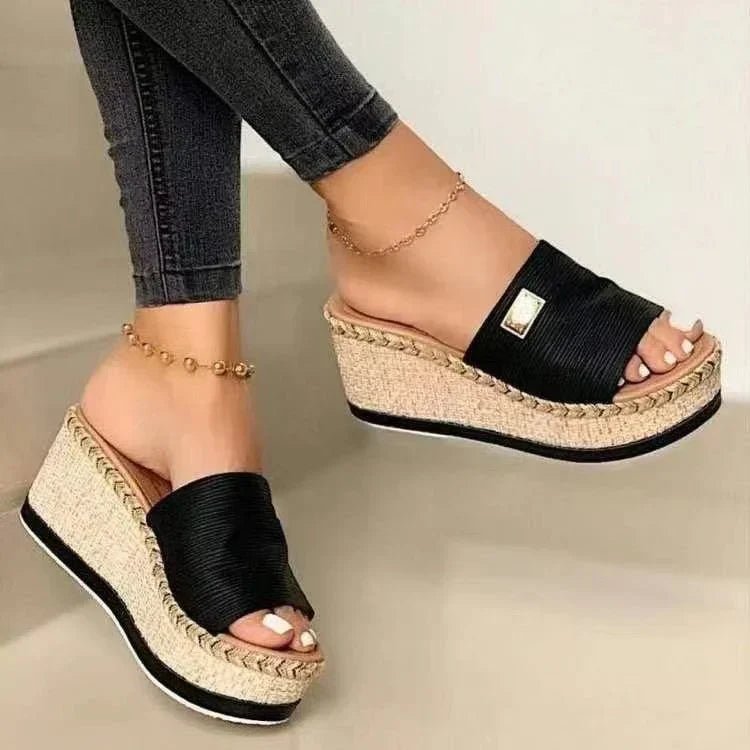 Rotan Sandalen Dames met Chic Straps en Faux Leren Voering - ZovaFashion - Sandalen Dames