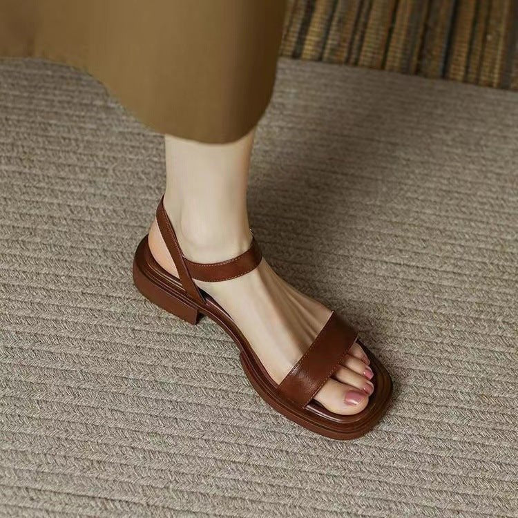 Sandalen Dames van PU Leer met Chunky Zool en Verstelbare Bandjes - ZovaFashion - Sandalen Dames