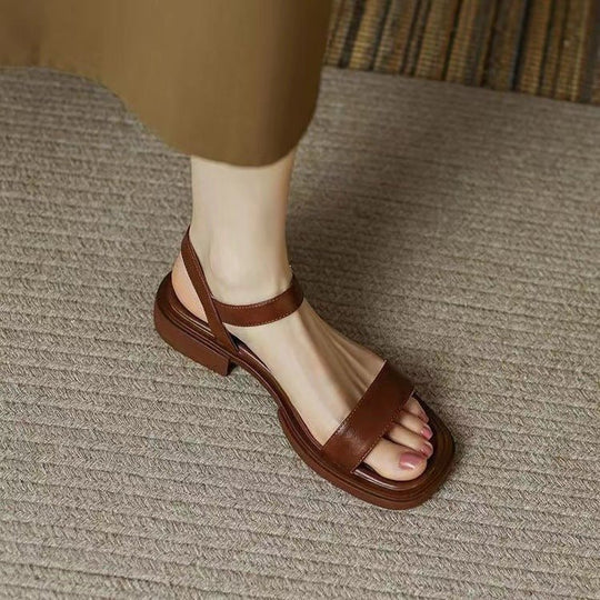 Sandalen Dames van PU Leer met Chunky Zool en Verstelbare Bandjes - ZovaFashion - Sandalen Dames