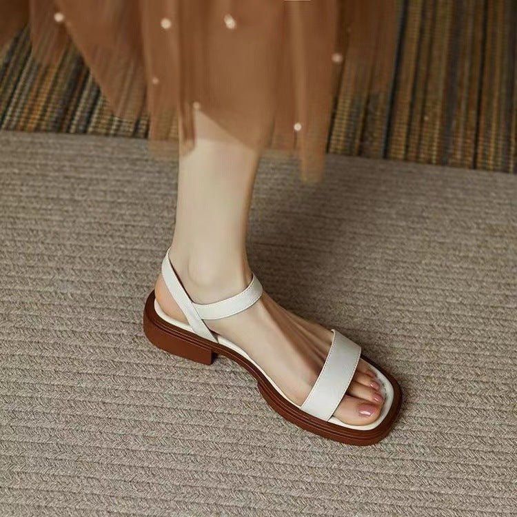 Sandalen Dames van PU Leer met Chunky Zool en Verstelbare Bandjes - ZovaFashion - Sandalen Dames