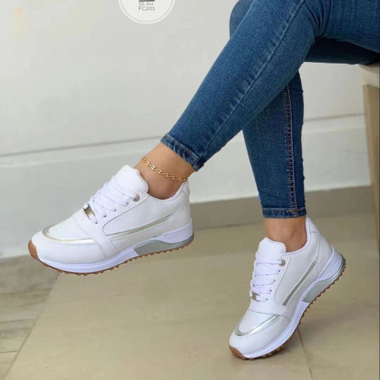 Selma Ortopædiske Sneakers Dames in Leer met Chunky Zool en Relaxed Fit - ZovaFashion - Schoenen Dames