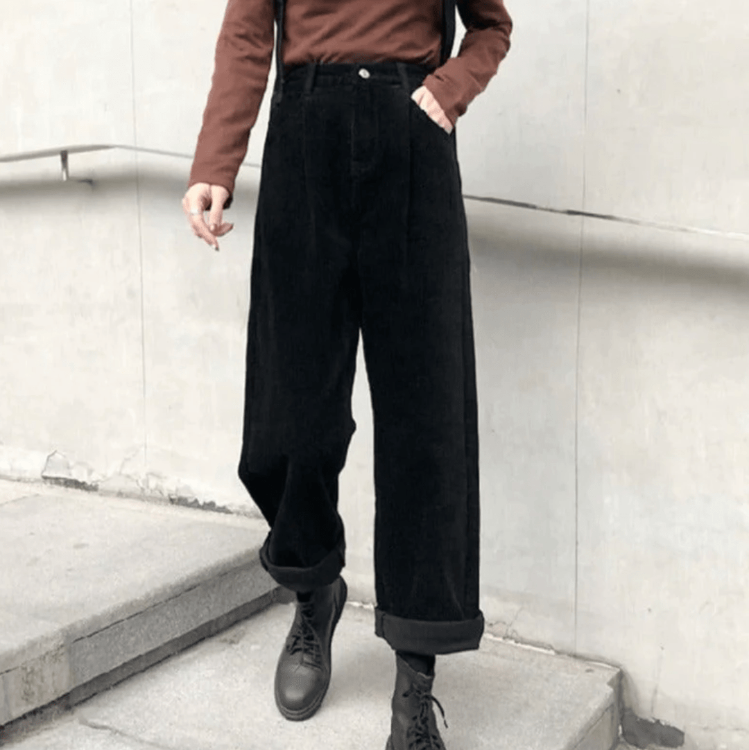 Spijkerbroek Dames van Corduroy met Relaxed Fit en Elastische Tailleband - ZovaFashion - Spijkerbroek Dames