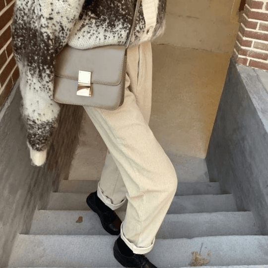 Spijkerbroek Dames van Corduroy met Relaxed Fit en Elastische Tailleband - ZovaFashion - Spijkerbroek Dames